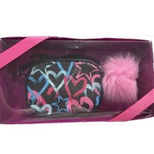 NIB Mini Handbag & Pom Keychain - Heart & Star
